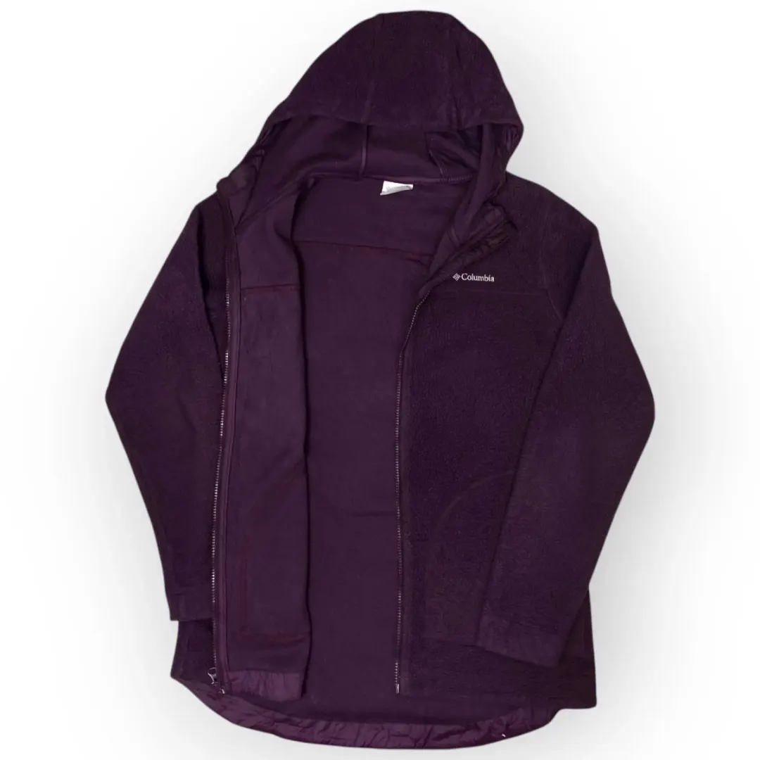 Women Columbia Long Hooded Zip Up Fleece (M-L)