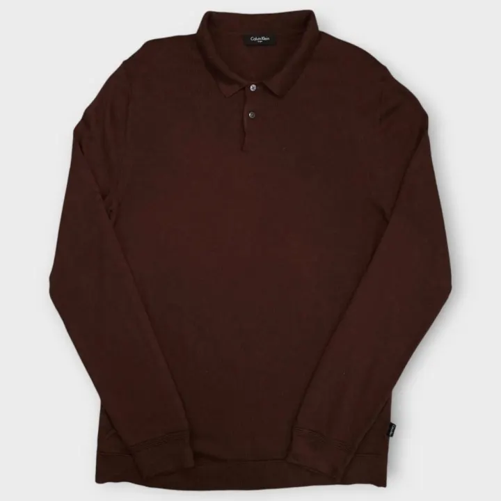 Calvin Klein Long-Sleeve Polo Shirt (M)