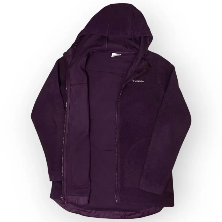 Women Columbia Long Hooded Zip Up Fleece (M-L)