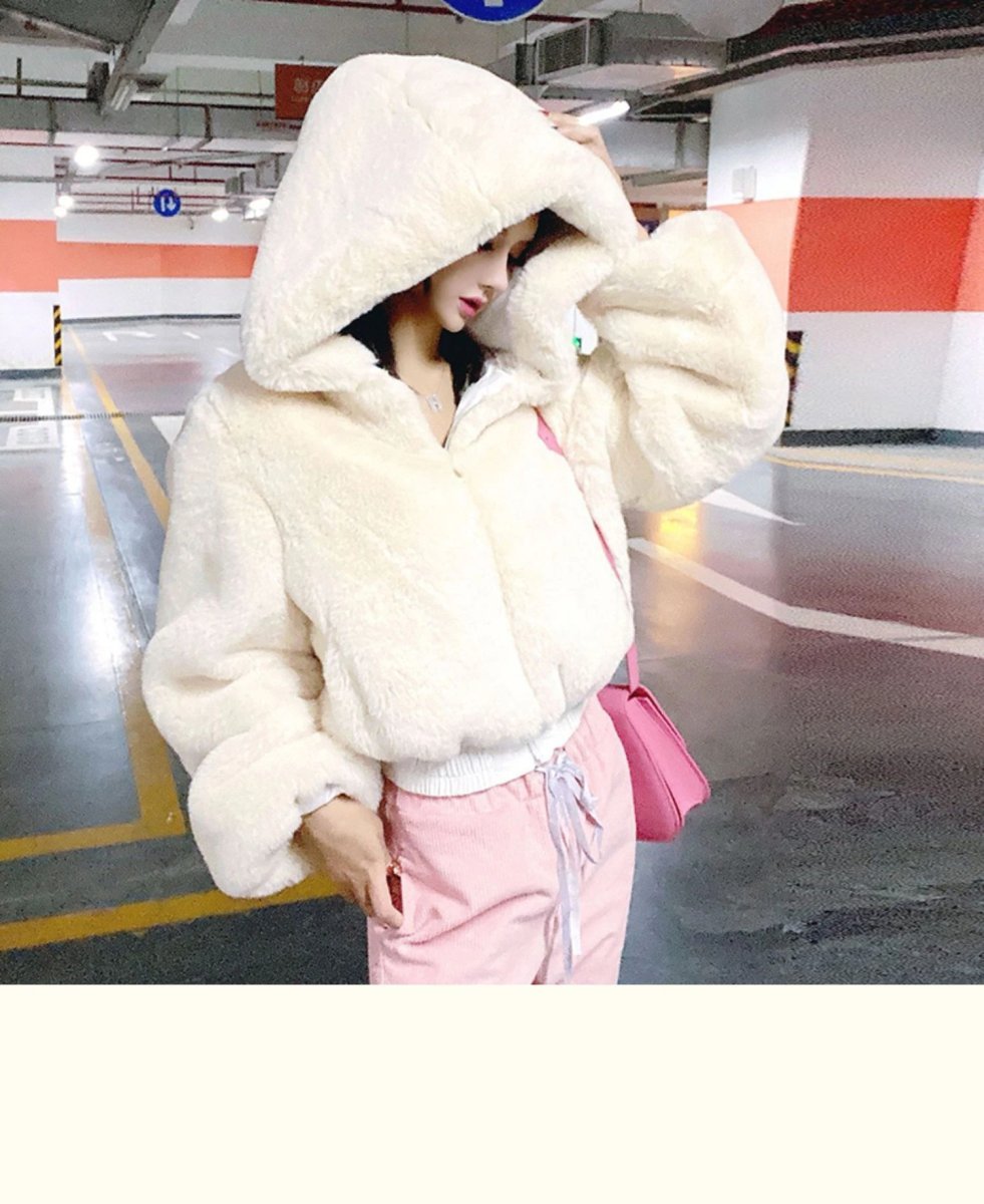 Women's Faux Rabbit Fur Coat Faux Fur Bomber Jacket — hd-88224