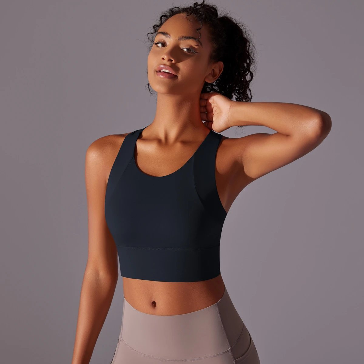 Fixed Cup All-In-One Sports Vest Gathering Curve Sports Bra — JT-9397