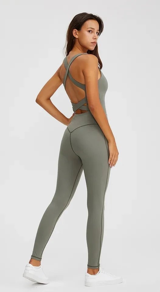 A jumpsuit is a one – piece outfit combining a top and trousers. — O-11877