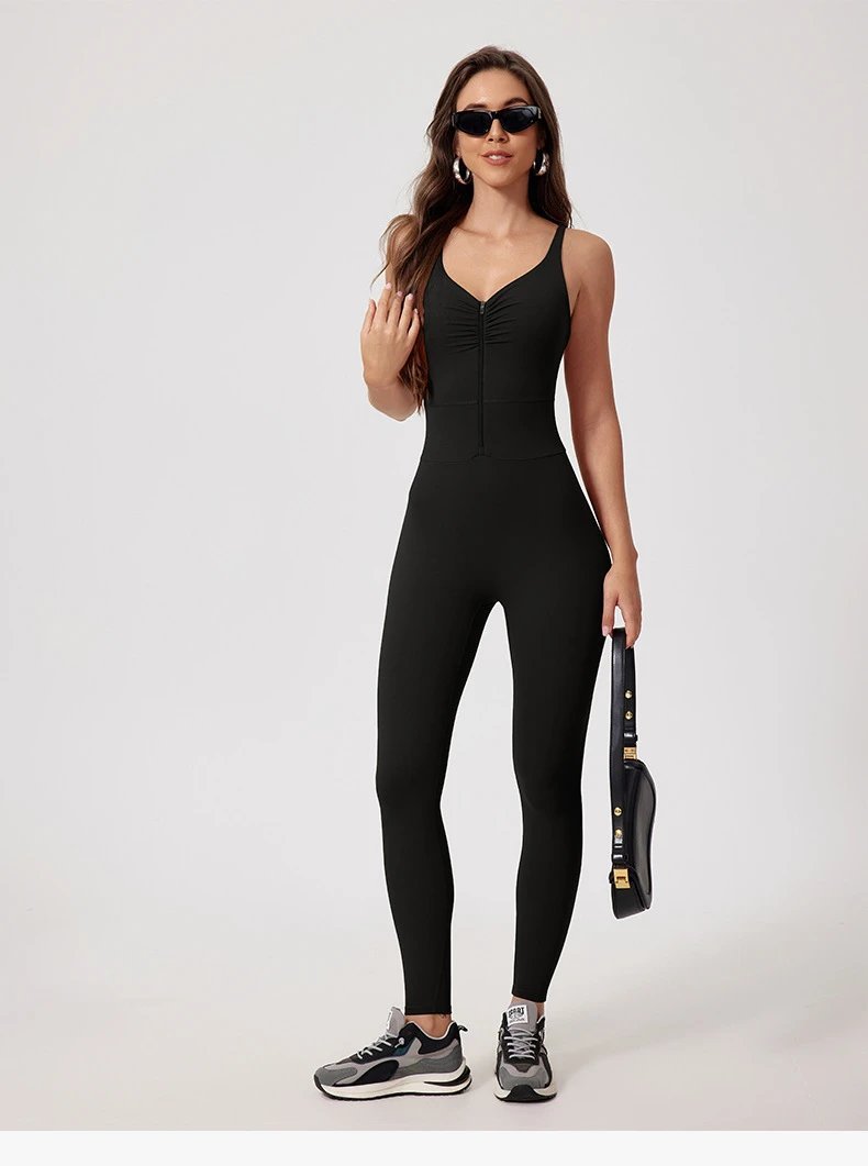 A jumpsuit is a one – piece outfit combining a top and trousers. — O-12044