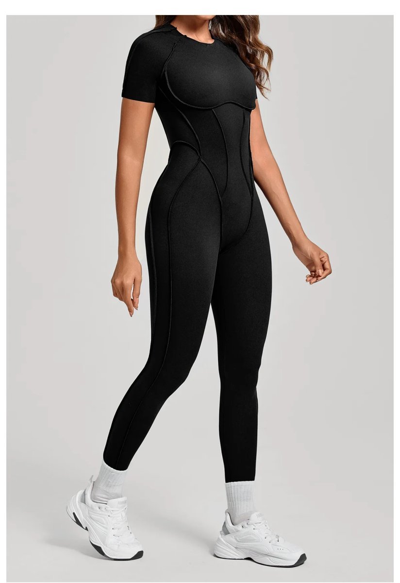 Three-dimensional Backless Tight Short-sleeved Trousers One-piece Sports One-piece Yoga 88201 — O-12077.5
