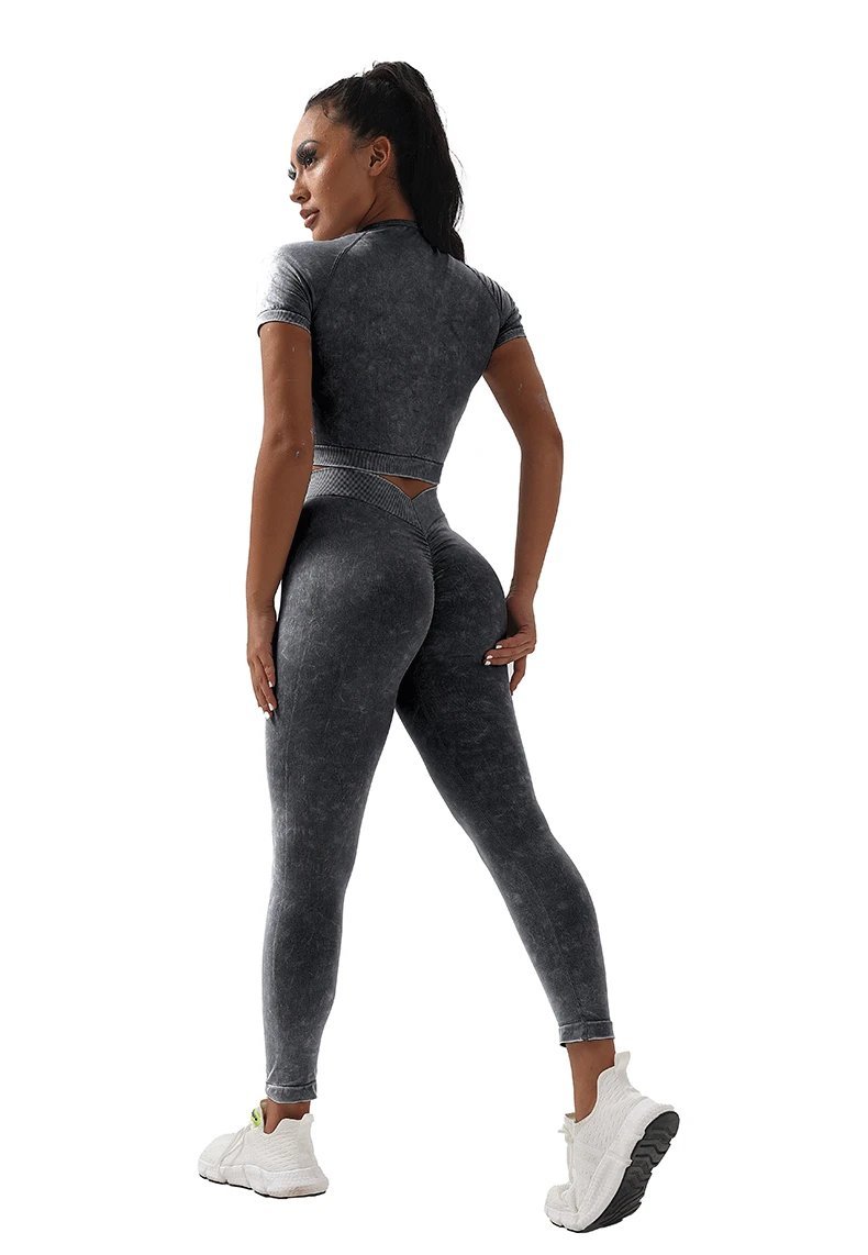 Ladies Sports Seamless Athletic High Waist Butt Lift Leggings Set. — SS-13037.4