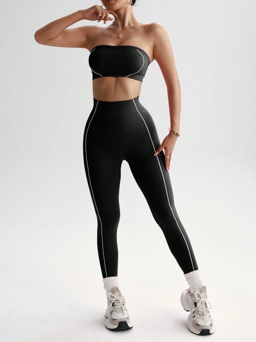 Ladies Sports Seamless Athletic High Waist Butt Lift Leggings Set — SS-5010.2