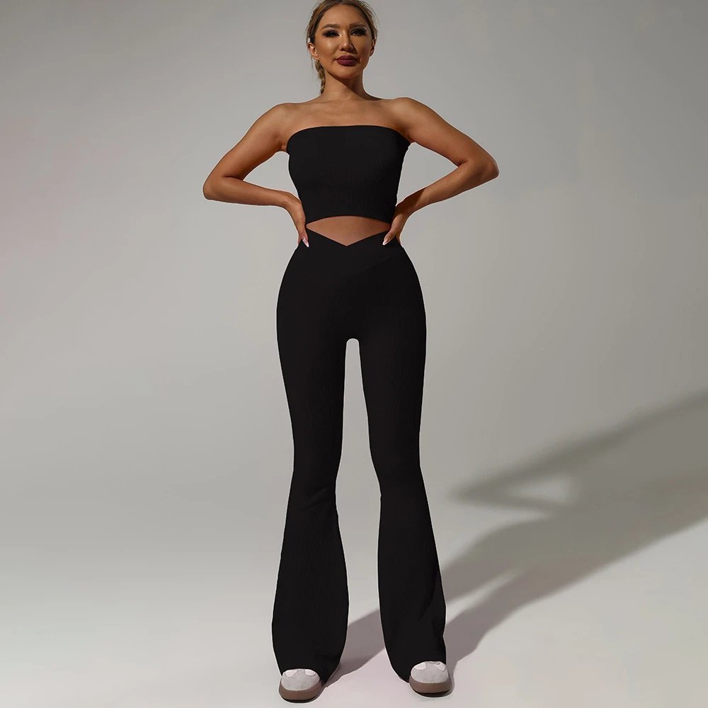 Ladies Sports Seamless Athletic High Waist Butt Lift Leggings Set — SS-5258