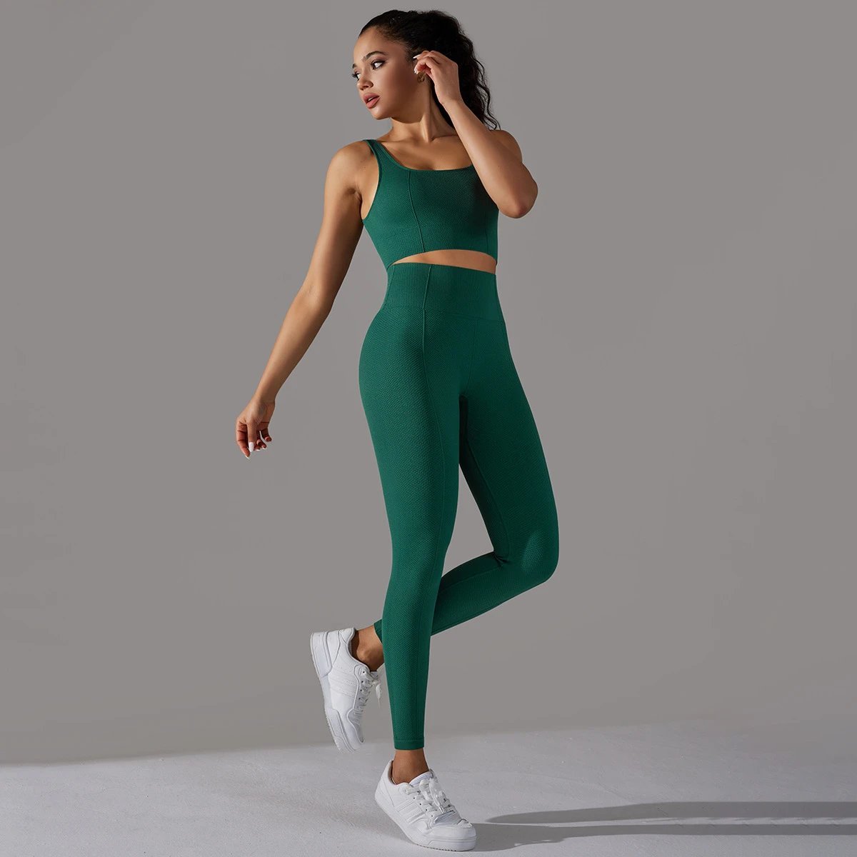Ladies Sports Seamless Athletic High Waist Butt Lift Leggings Set — SS-5274.2