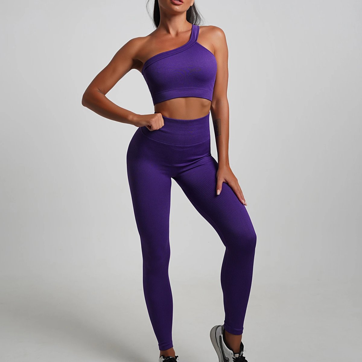 Ladies Sports Seamless Athletic High Waist Butt Lift Leggings Set — SS-5298