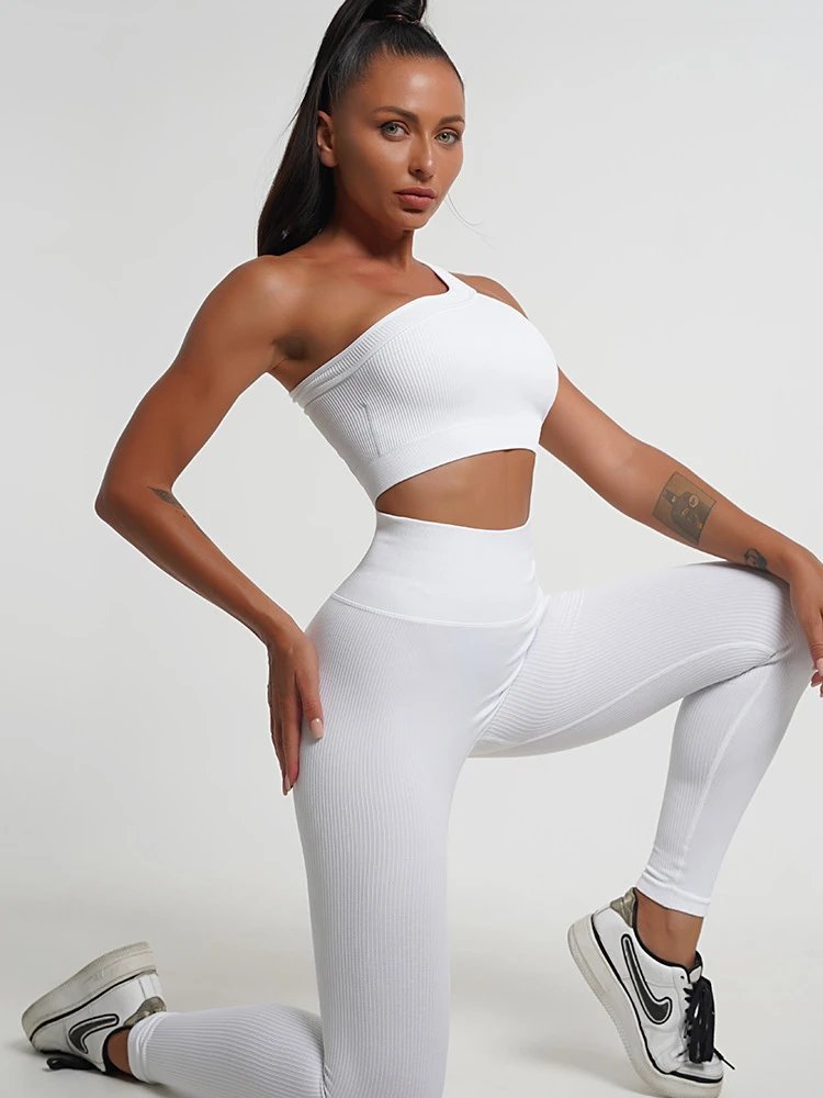 Ladies Sports Seamless Athletic High Waist Butt Lift Leggings Set — SS-5303