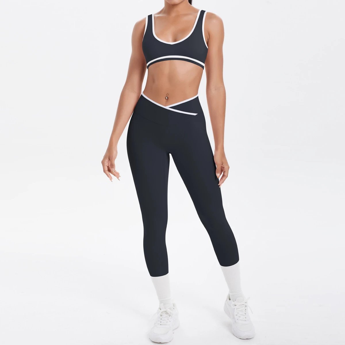 Ladies Sports Seamless Athletic High Waist Butt Lift Leggings Set — SS-5305