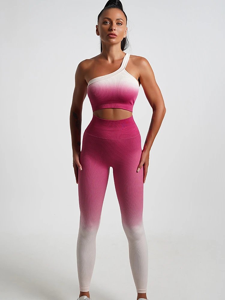 Ladies Sports Seamless Athletic High Waist Butt Lift Leggings Set — SS-5306