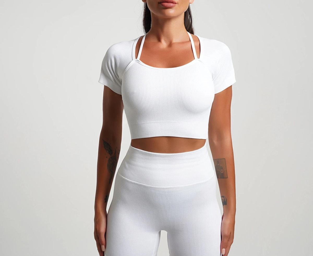 Ladies Sports Seamless Athletic High Waist Butt Lift Leggings Set — SS-5330