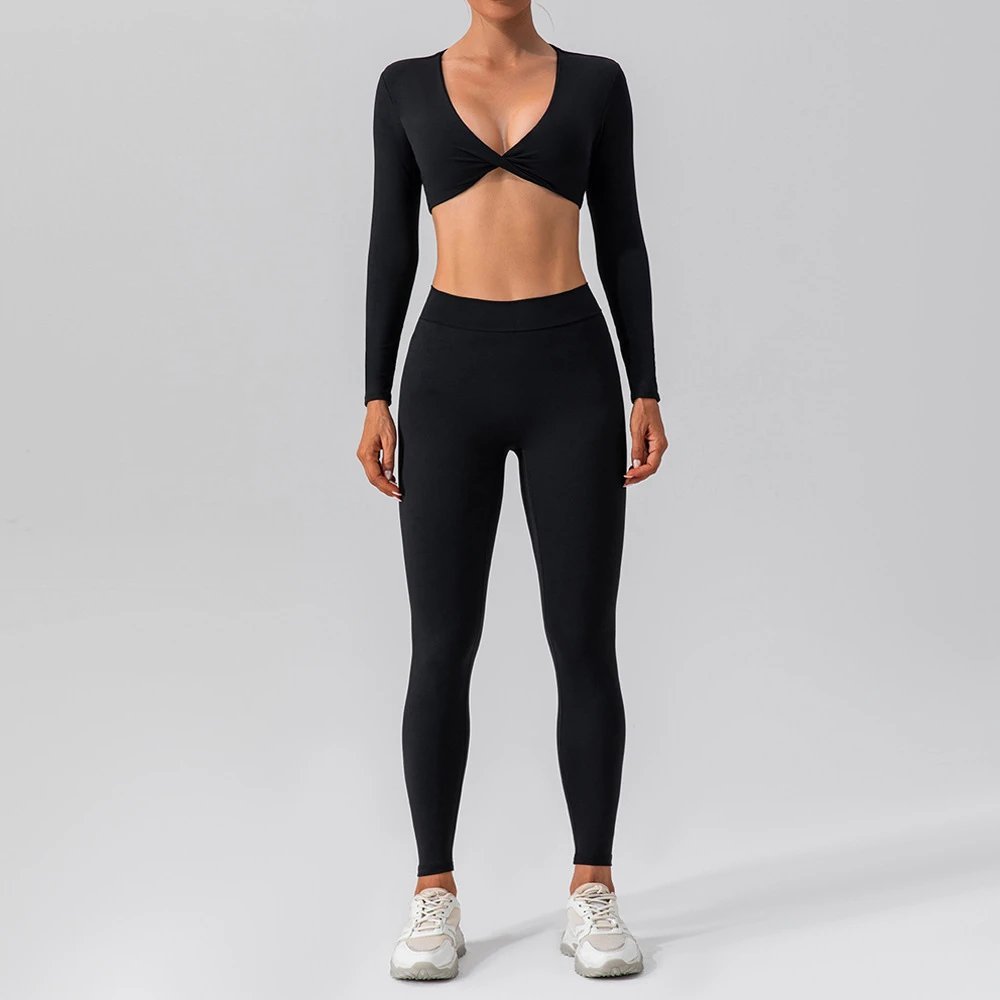 Ladies Sports Seamless Athletic High Waist Butt Lift Leggings Set — SS-5331