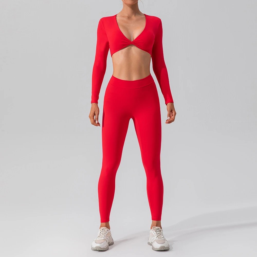 Ladies Sports Seamless Athletic High Waist Butt Lift Leggings Set — SS-5332