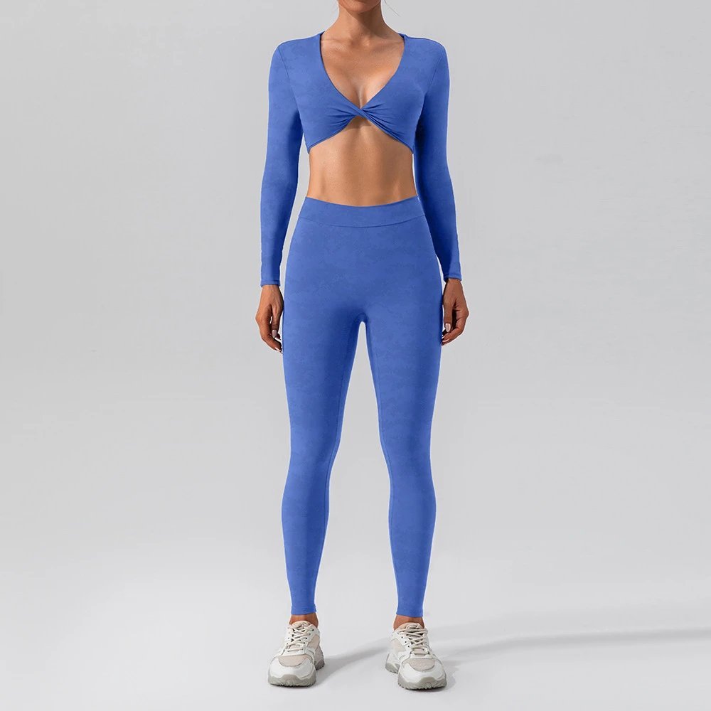 Ladies Sports Seamless Athletic High Waist Butt Lift Leggings Set — SS-5333