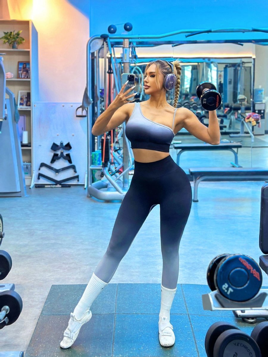 Ladies Sports Seamless Athletic High Waist Butt Lift Leggings Set — SS-5344
