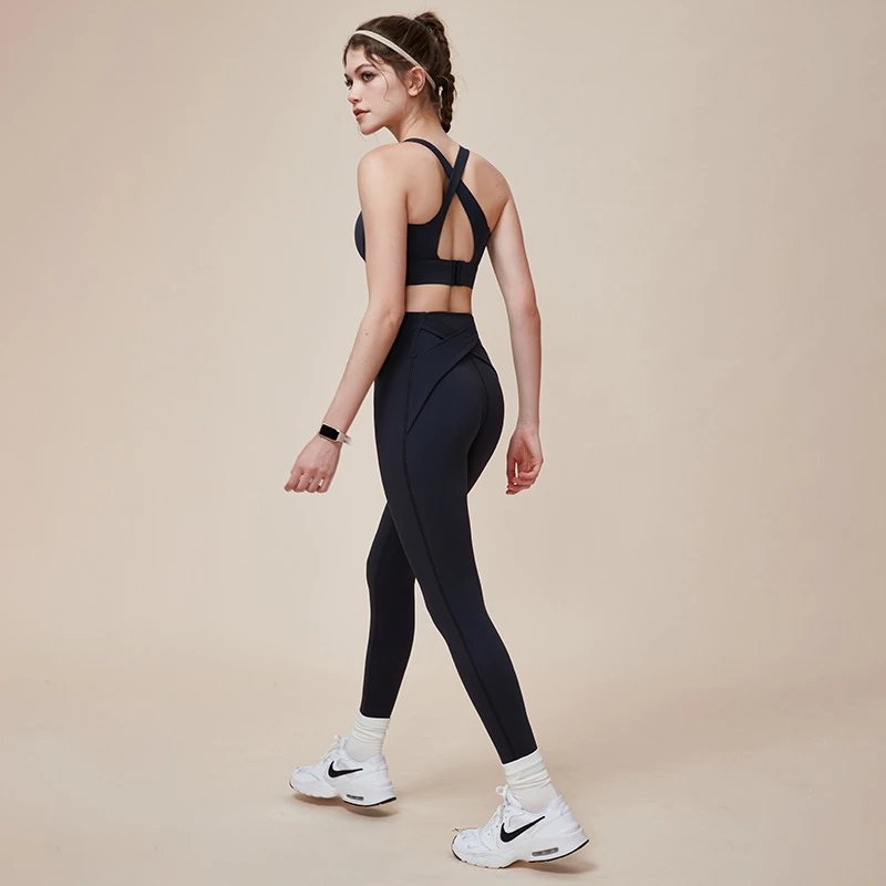 Ladies Sports Seamless Athletic High Waist Butt Lift Leggings Set — SS-5353