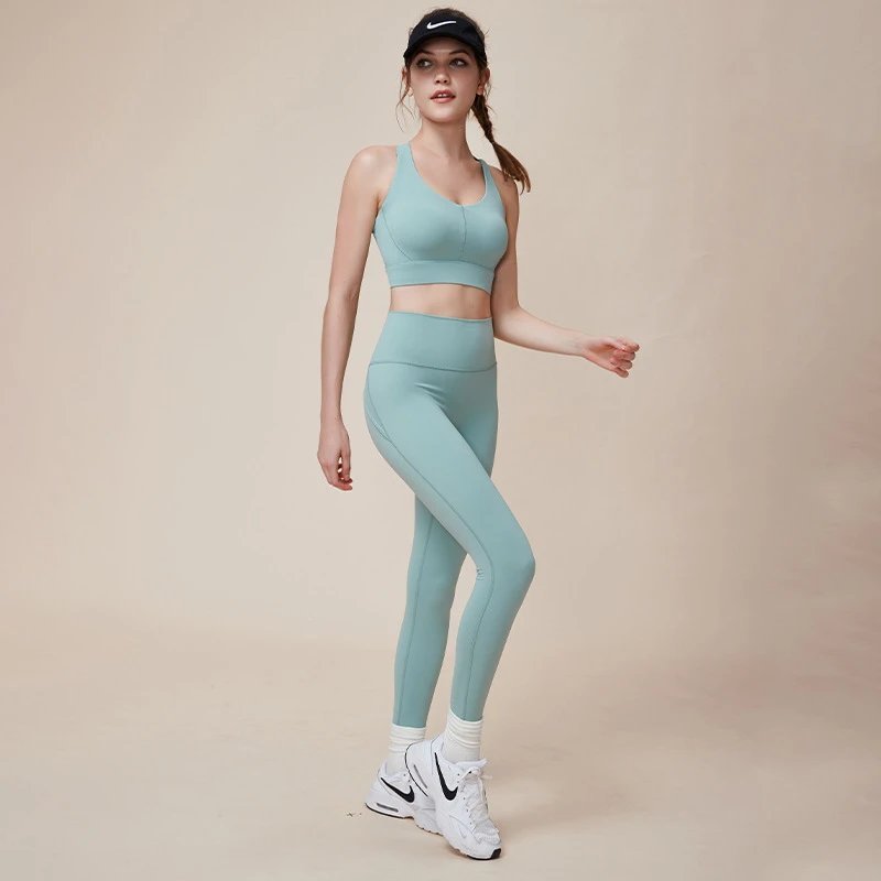 Ladies Sports Seamless Athletic High Waist Butt Lift Leggings Set — SS-5354