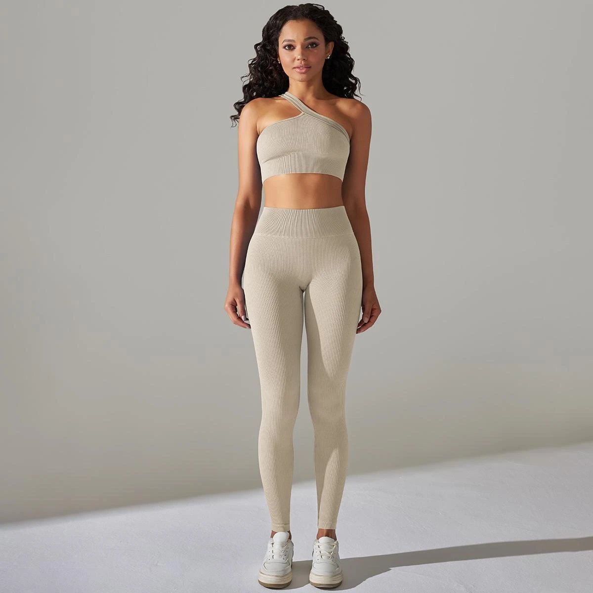 Ladies Sports Seamless Athletic High Waist Butt Lift Leggings Set — SS-5358