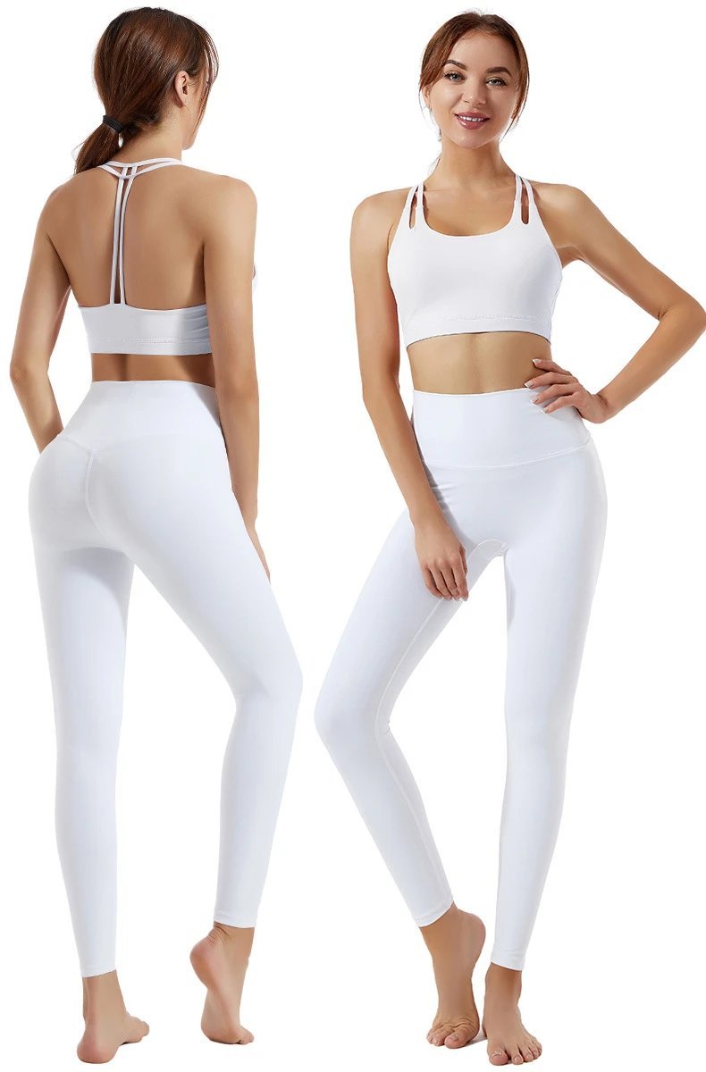 Ladies Sports Seamless Athletic High Waist Butt Lift Leggings Set — SS-5377