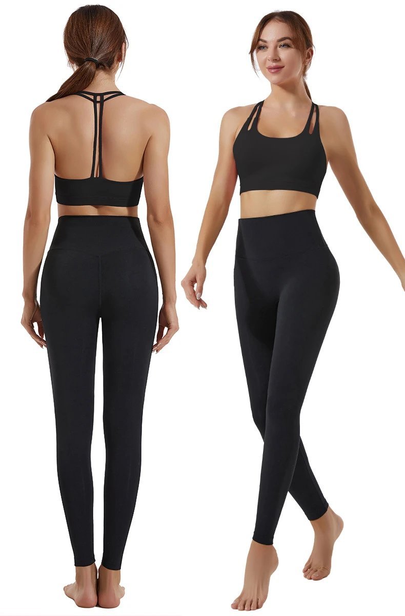 Ladies Sports Seamless Athletic High Waist Butt Lift Leggings Set — SS-5378