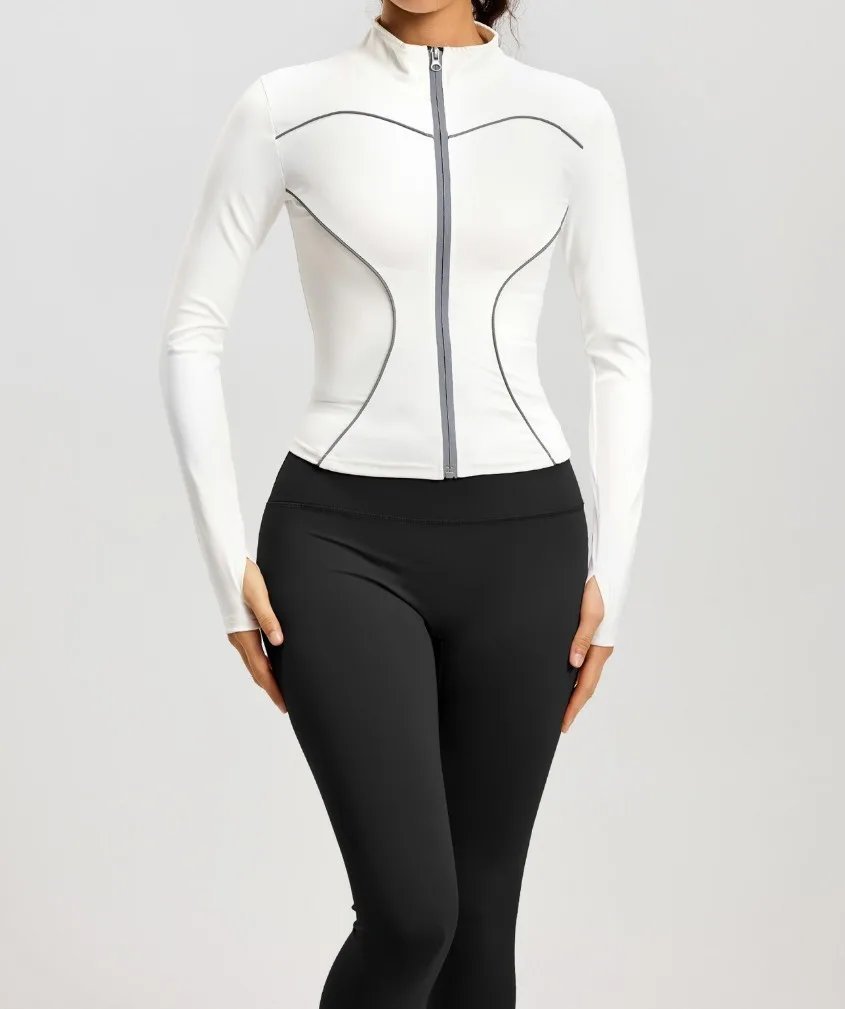 Zipper Slim Casual Running Sports Jacket Set — ws-70172